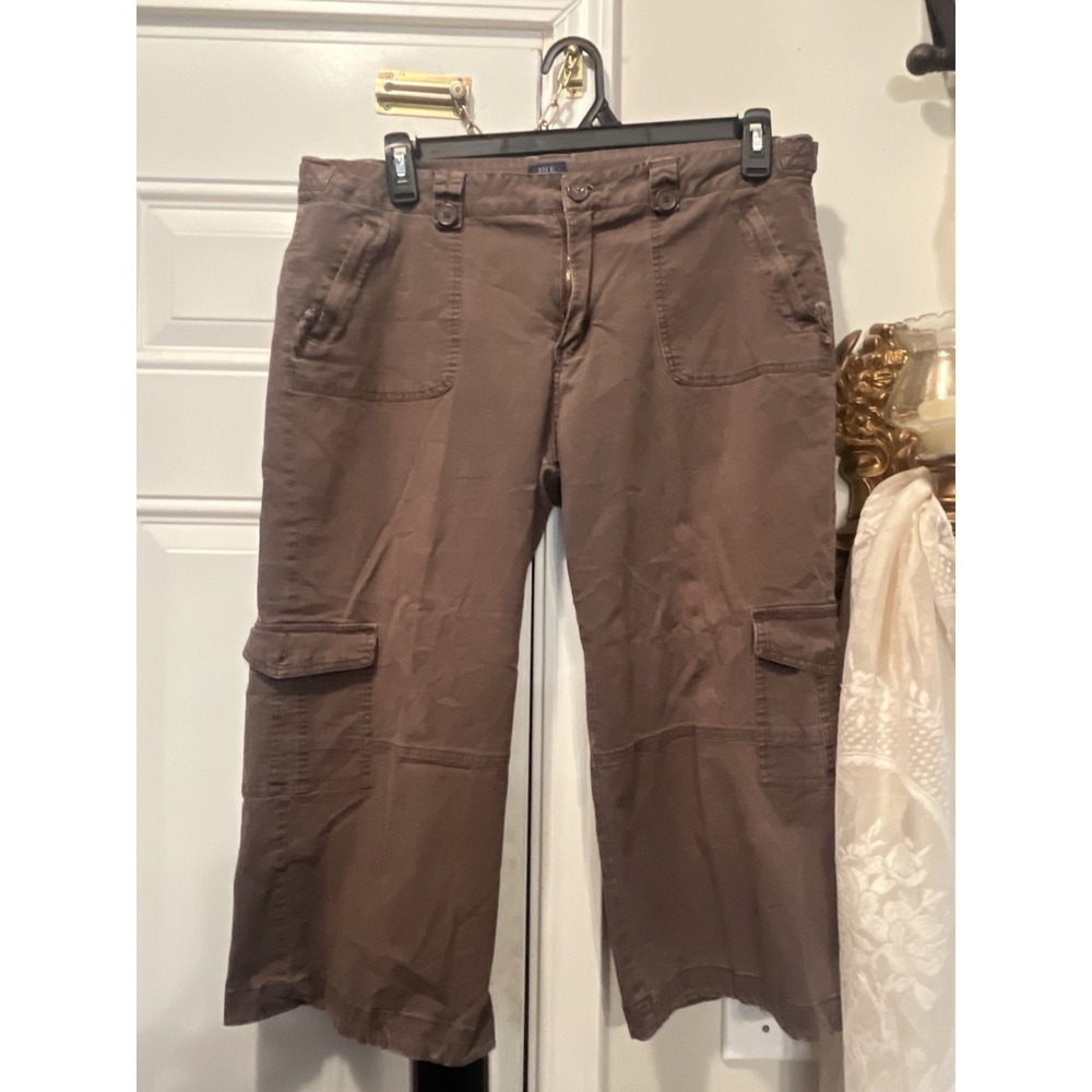 Y2K Vintage The Blues Utility Cargo Capris Brown Gorpcore Safari Cropped Size 16